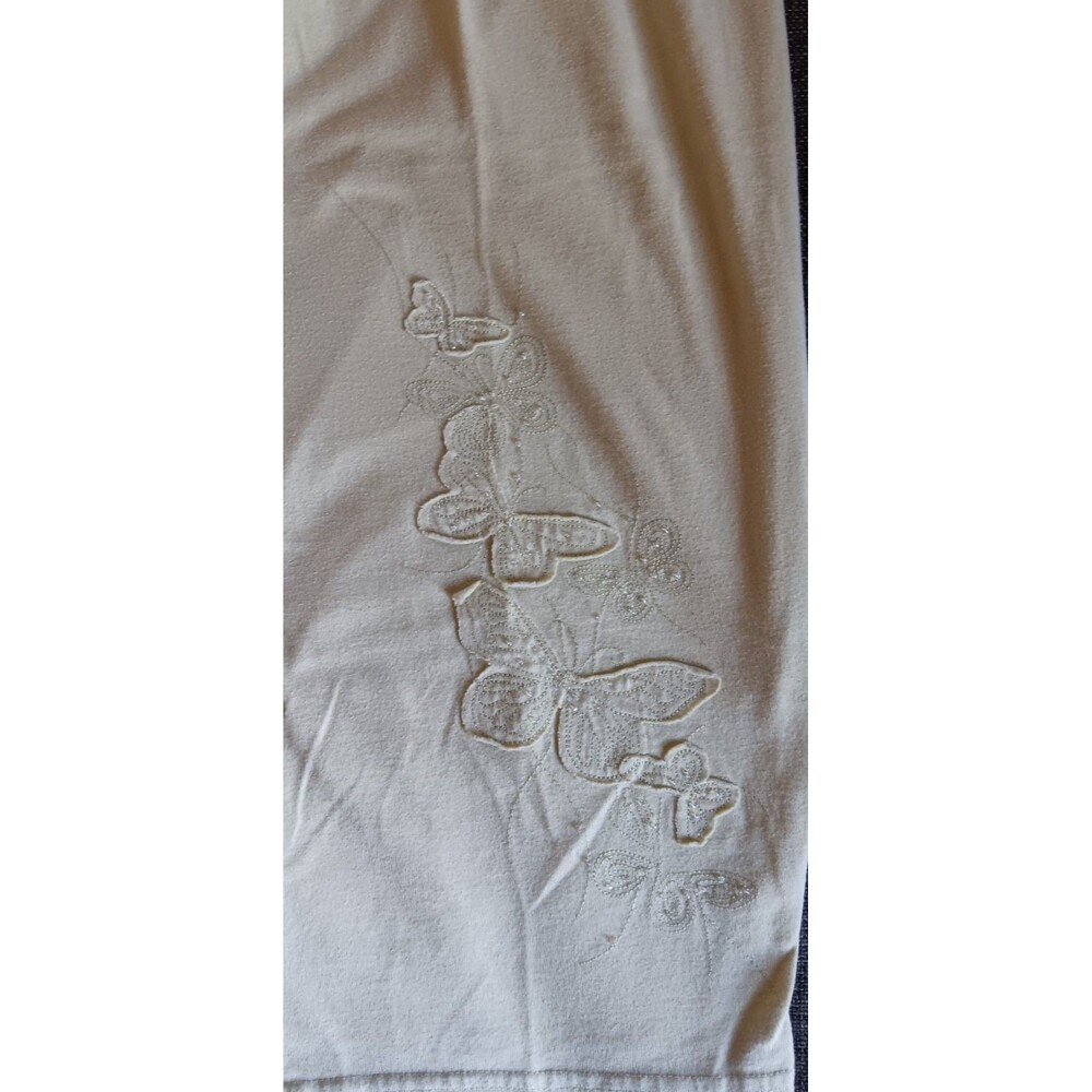 Pants 2XL Womans Light Melon Green Casual Yoga Capris Butterfly Elastic Waist - Picture 3 of 8